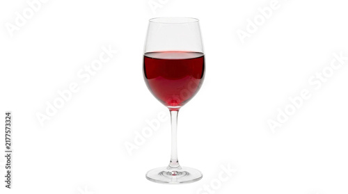 Obraz na płótnie A single glass of deep red wine on a clean white background