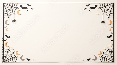 Halloween 3D decorative background with copy space featuring bats and crescent moons in a playful design
