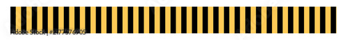 Horizontal yellow and black striped hazard warning line isolated on transparent background for safety design