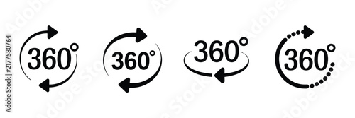 Photography 360 Degrees Arrow Rotation Icon, Circular Motion Symbol With Vertical, Horizonta