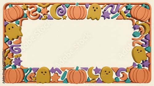 Whimsical Halloween 3D decorative background with copy space and playful motifs