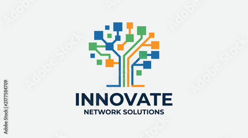 This image showcases a vibrant tree made of digital lines and squares, representing innovation and connectivity in technology and network solutions for modern businesses.
