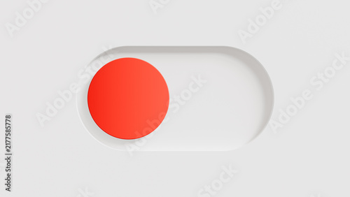 Bild auf Leinwand Minimalist 3D toggle switch button in inactive off position, red slider on white