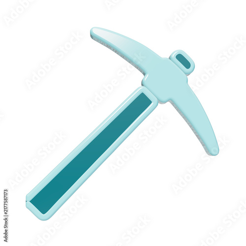 Bild auf Leinwand 3D rendered light blue pickaxe icon with teal inlay for mining and exploration t