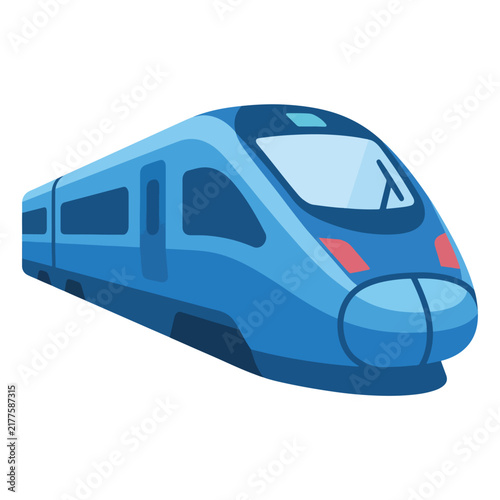 Foto Train Icon With Blue High Speed Train Flat Vector Illustration