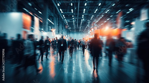 Busy Modern Airport Terminal with Crowds and Lights.