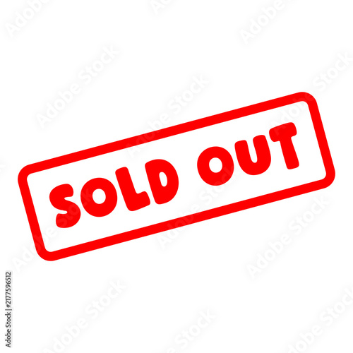 Red sold out rubber stamp mark isolated on transparent background