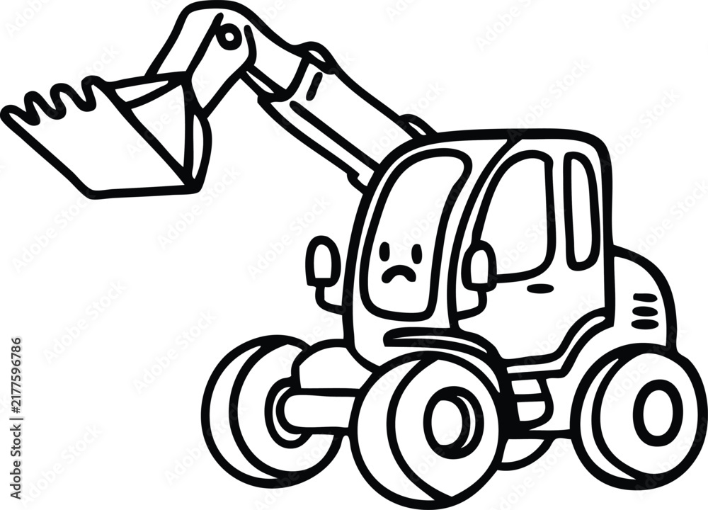 Naklejka premium Cute construction excavator vector illustration