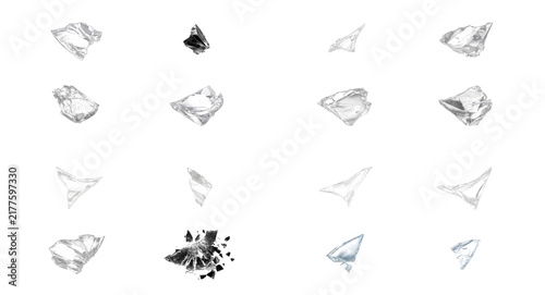 Quadro su tela Set of sharp broken glass shards and fragments in various shapes and sizes for d