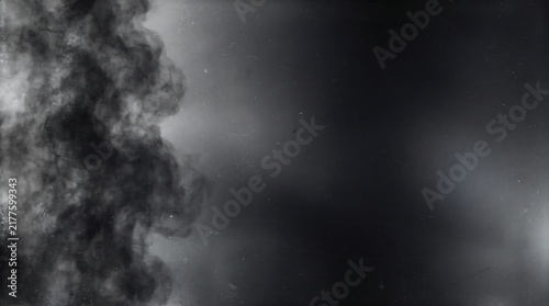 Smoky cloud and dust texture on dark background for vintage video overlay