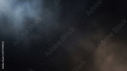 Dark analog film noise background with upper left light leak and smoke