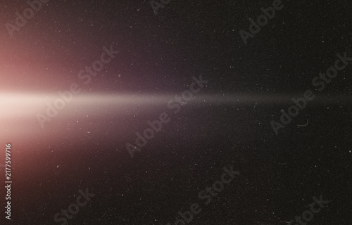 Vintage Film Grain Texture with Pink Red Light Leak, Dust Speckles and Horizontal Flare for Photo Overlay