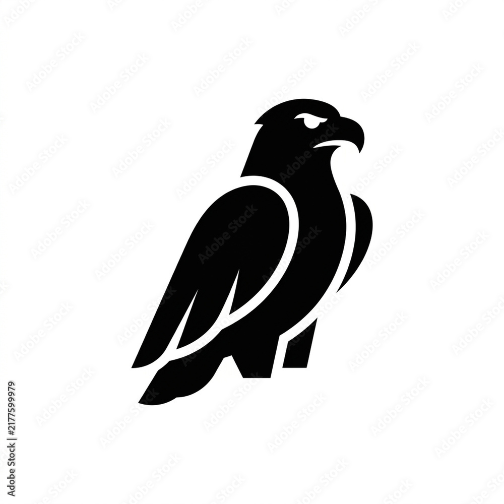 Fototapeta premium Bird of prey Hawk silhouette stylized logo for corporate branding