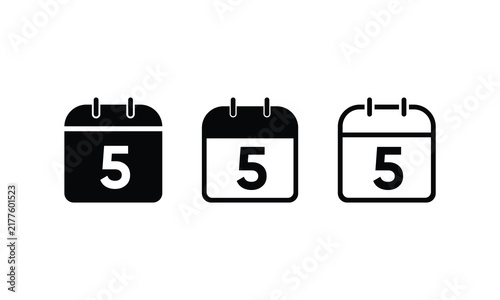 5 date icon, calendar date 5, date 5 icon, 5 calendar date, 5 vector