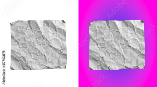 Fotografie A single sheet of white paper that has been crumpled into a textured ball and th