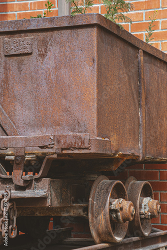 An old mining cart turned into a planter in  Ouray, Colorado