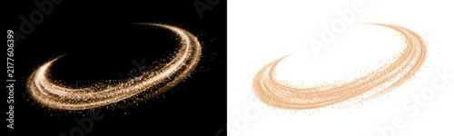 Obraz na płótnie Gold glittering magic swirl trail isolated on transparent background