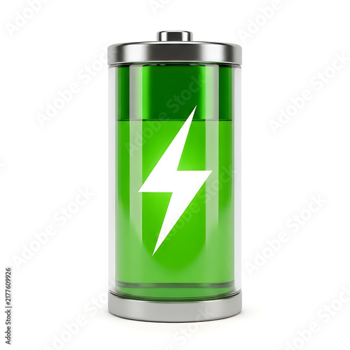 Modern green battery icon with lightning bolt