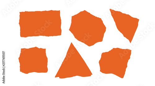 Orange torn paper silhouettes against a white background