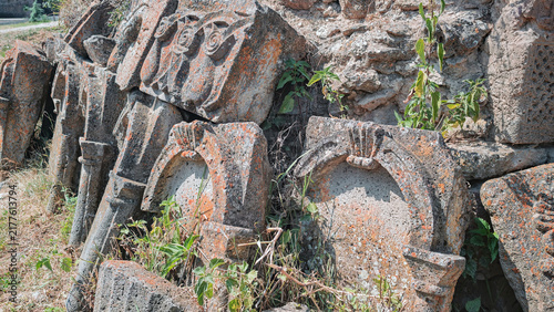 old cross stones in the forest