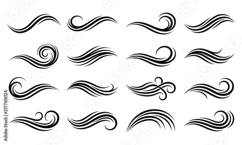Abstract Swirl and Wave Decorative Elements Set