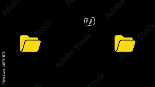 Yellow folder icon rotates and disappears on black background