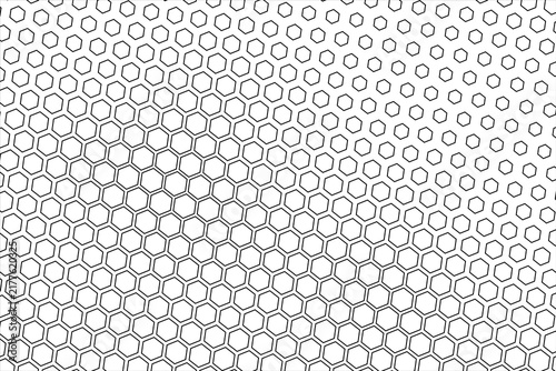 Fine Hexagon Outline Pattern — Corner-Dense to Center-Sparse