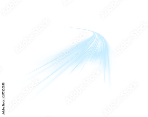 Canvastavla A delicate arc of pale blue light streaks bends smoothly to the right