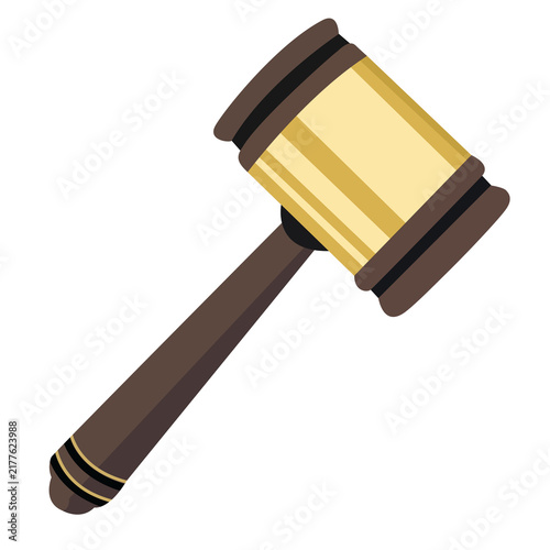 Fotografie Wooden judge gavel vector illustration isolated