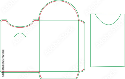 Small pocket envelope dieline template vector scheme for gift card sleeve and keycard packaging