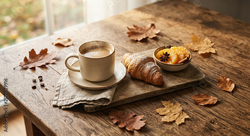 cup of coffee and croissant