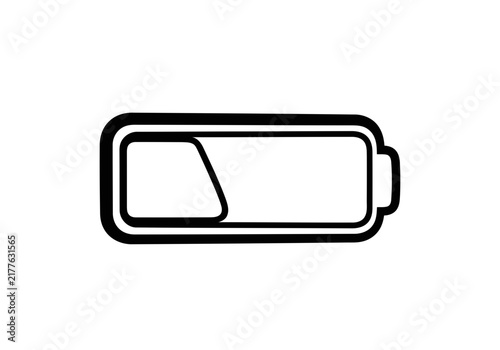 A minimal but perfect battery icon line art with low charge level simple vector illustration