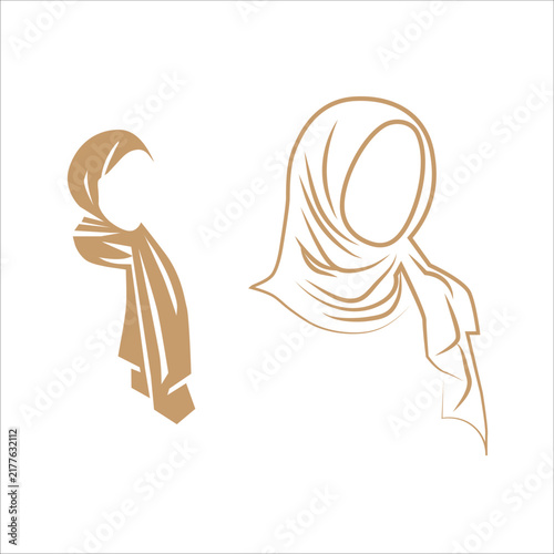 elegant female face and hair silhouette vector icon