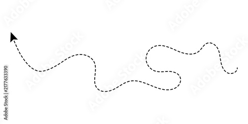 Quadro su tela Black dashed line path with a direction arrow