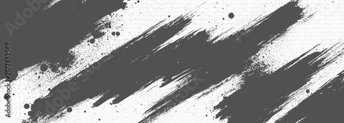 Gray Paint Brush Stroke on White Background, Rough Grunge Texture, Creative Design