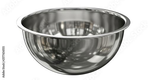 Shiny Stainless Steel Mixing Bowl Isolated on White Background