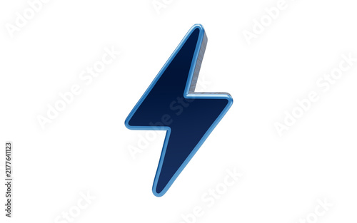 Obraz na płótnie Power Symbol: A 3D rendered dark blue lightning bolt symbolizing energy, electricity, power, and a sudden burst of inspiration