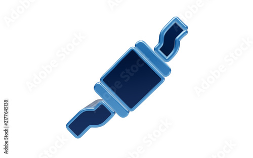 Obraz na płótnie Automotive Exhaust Component: A 3D blue rendered image of an automotive exhaust pipe, a crucial part of a vehicle's exhaust system