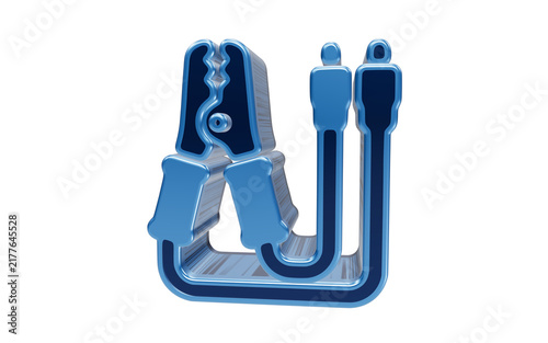 Obraz na płótnie Jumper Cable Clamps: A stylized 3D illustration of blue jumper cable clamps, symbolizing connection, power, and a common tool for automotive assistance