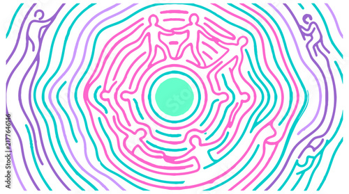 Global Unity and Diversity Concept Illustration depicting Inclusive Community Support and Human Connection through Collaborative Harmony for Non Profit and Human Rights Advocacy Campaigns
