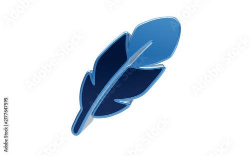 Quadro su tela A minimalist blue feather icon, symbolizing lightness and creativity, floats against a stark backdrop, ready to inspire new ideas