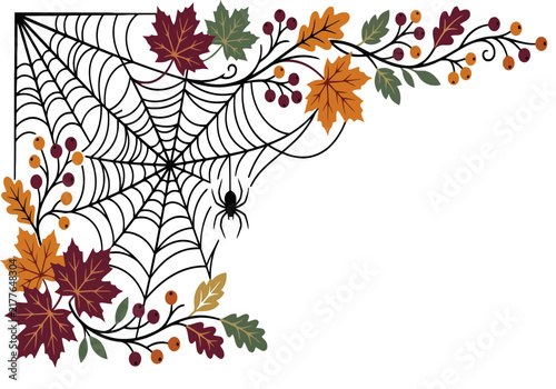 Intricate Autumn Foliage and Floral Vector Pattern Design