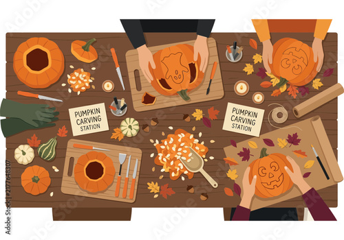 Abstract geometric tiger portrait with warm autumn colors. Detailed wildlife vector illustration.