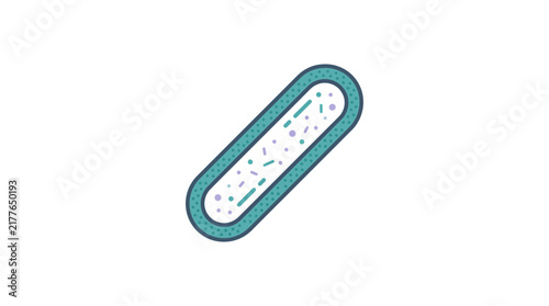 Medical capsule pill with bacteria interior illustration.