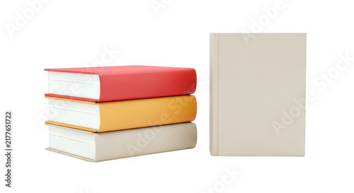 Konstfotografi Stacked colorful books with plain book