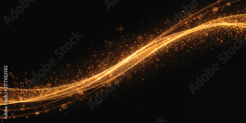 Abstract Orange Light Lines with Fiery Energy Rays and Glowing Waves on Dark Space Background, Dynamic Motion, Flame, Explosion and Futuristic Wallpaper Design