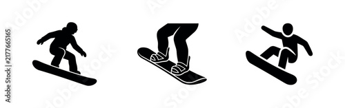 Foto Snowboard and snowboarder icons set