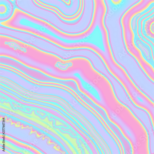 Holographic iridescent pastel liquid marble swirls and waves abstract background