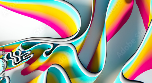 Cuadro en lienzo 3d render of abstract art, 3d background of surreal circles, ropes on a curve, w