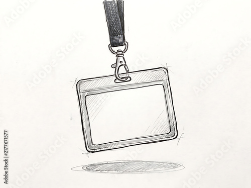 Pencil sketch of blank identification badge